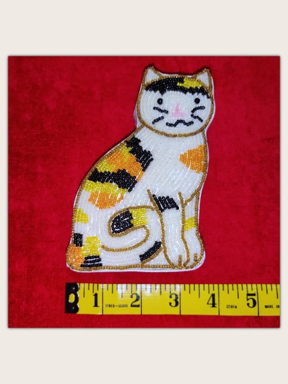 Calico Cat / Kitty Beaded Trinket / Jewelry Box - 3.75